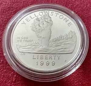 lot 20 image: 1999 Yellowstone Commemorative Silver Dollar