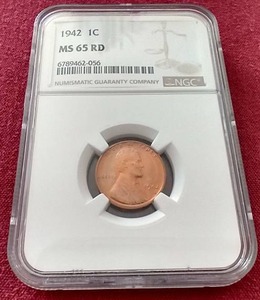 lot 28 image: 1942 Wheat Penny - NGC MS65 RD