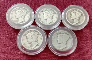 lot 48 image: (5) Mercury Dimes