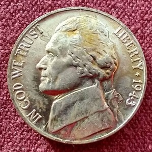 lot 62 image: Nice High Grade 1943 Silver War Nickel