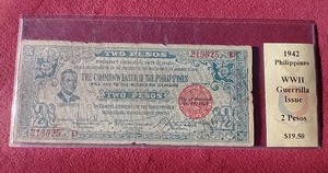 lot 71 image: 1942 Philippines Emergency Guerilla Issue 2 Pesos Note