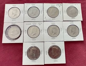 lot 109 image: (10) Kennedy Half Dollars in Flips