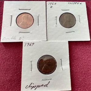 lot 115 image: (3) Pennies With Various Die Errors