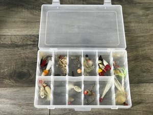 lot 214 image: Plastic Tackle Box full of Tackle