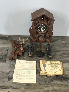 lot 235 image: Vintage West Germany Cuckoo Clock - Had Elk Head - Rabbit and Bird - see description for more info
