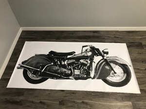 lot 244 image: 1946 Indian Chief Mural Motorcycle Poster - 72.5 long x 36 wide