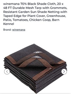 lot 270 image: 4 Sealed Bags of Winemana 70% Black Shade Cloth  - First Picture is just an Example of What it is out of the bag - not sure if the description is exactly whats in these bags