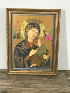 lot 297 image: Framed Picture of Mother Mary, Jesus and 2 Angels