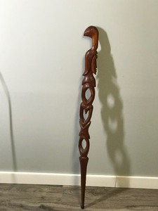 lot 317 image: Solid Wood Cane with African Tribal Design