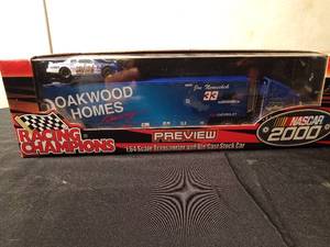 lot 43 image: 2000 Nascar Joe Nemecheck #33 diecast semi and race car (Box is still sealed)