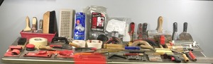 lot 419 image: Tile Tools, Flexible Ducting, Paint Rollers, Razor Scrapers, 5 in 1 Paint Tool - Sheetrock Joint  - Paint Brushes - Wood Graining Tool Set and More