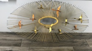 lot 423 image: Vintage Sunburst Flying Birds Wall Hanging - Possible Curtis Jere