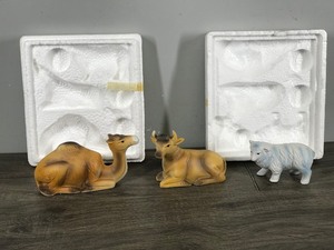 lot 189 image: 3 - Collectible Animal Figurines - Camel (Homco) - Cow (Homco) - Sheep (No Markings)