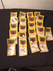 lot 100 image: 20 New packages of Leech Spinners and 1 Leech Night crawler Snell