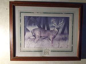 lot 115 image: Framed deer print