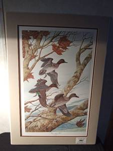 lot 117 image: Matted Green-winged Teal print by John A Ruthven Ducks Unlimited 1989 Flyway collection 15655000