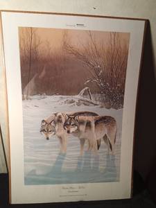 lot 122 image: 1998 MN Ducks Unlimited sponsor print of the year Winter Silence-Wolves by Thomas Moen&nbsp5643  6000