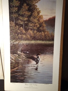 lot 124 image: 1995 Signed& numbered MN Ducks Unlimited Sponsor Print of the Year Wings at First Cutting by Rick Kelley 33305000