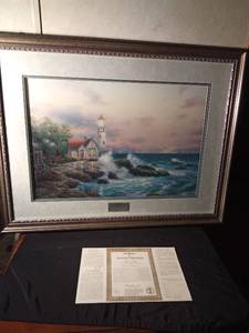 lot 140 image: Numbered limited edition Beacon of Hope Season memories 1 Lithograph by Thomas Kinkade 1848  2750 with certificate of limitation & authenticity