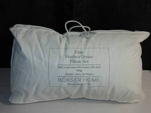 2 Pack King Firm White Duck Feather & Down Bed Pillow BOKSER HOME