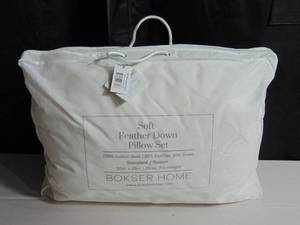 lot 18 image: Queen 2 Pack Soft White Duck Feather & Down Bed Pillow BOKSER HOME