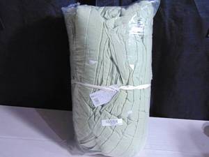 lot 57 image: FullQueen French Linen Channel Stitch Quilt & Sham Set  BOKSER HOME Matcha