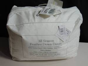 lot 123 image: All Season FullQueen Feather & Down Duvet Comforter Insert - Dirty  BOKSER Home