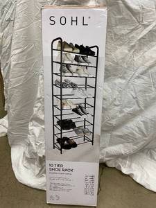 lot 3 image: SOHL 10 Tier Shoe Rack - 62 in High, Powder-Coated Metal Frame, Holds 30 Pairs