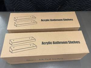 lot 44 image: Kataski Acrylic Bathroom Shelves - Transparent - Size 15.7 x 4 Inches (Lot of 2)