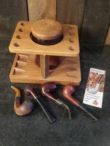 lot 19 image: Collection of Vintage Smoking Pipes With Stand and Tobacco Jar