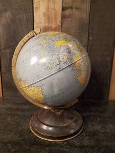 lot 38 image: Antique Simplified 8 inch Globe Made in the USA Replogle Globes Inc.
