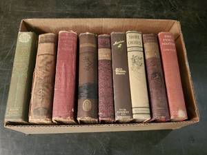 lot 40 image: Lot of 1800s Vintage Hard Cover Dr. Jekyl &amp Mr. Hyde, Sketch Book Washington Irving, Shepard of the Hills, Short Cruises and many others