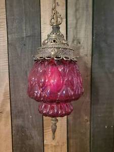 lot 50 image: Gorgeous Swag Antique Red Hanging Light Smaller in size