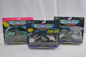 lot 85 image: MicroMachines Star Trek Generations Space 3-Pack Lot (NCC-1701, Klingon Bird-of-Prey, Romulan Warbird)