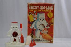 lot 90 image: Hasbro Frosty Sno-Man Sno-Cone Machine with Accessories - 1970s Vintage Kit