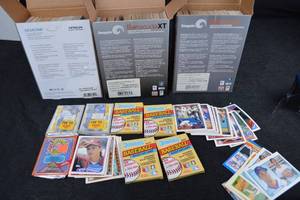 lot 132 image: Seagate Barracuda XT & Hitachi Deskstar Hard Drive Boxes  Donruss Baseball Cards Lot