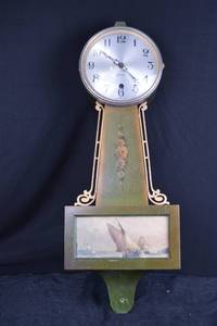 lot 143 image: Sessions Wall Clock with Ship Panel - Made in U.S.A.
