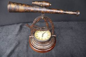 lot 63 image: Antiqued Telescope Clock Stand