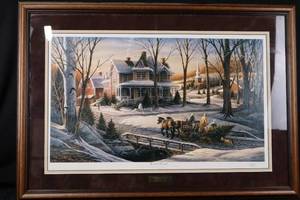 lot 74 image: Terry Redlin Homeward Bound Framed Print - Christmas 1988