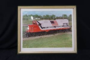 lot 75 image: Locomotive Print - 1776 Bicentennial Commemorative Framed Artwork