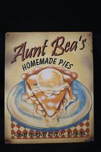 lot 79 image: Aunt Beas Homemade Pies Advertising Tin Sign - Vintage Kitchen Decor