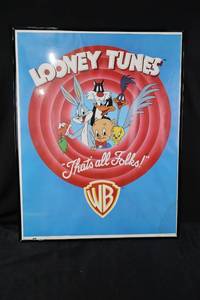lot 93 image: Warner Bros. Looney Tunes Poster - Thats All Folks Framed Size 22x27