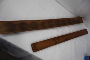 lot 185 image: Pair of Vintage Wooden Decorative Troughs 36 and 24 Inch