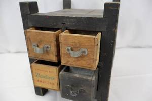 lot 187 image: Bordens Cheese Vintage Wooden 4-Drawer Display Cabinet