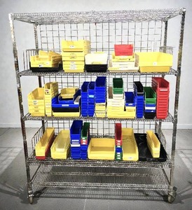 lot 35 image: High Quality Heavy Duty 5-Tier Stainless Steel Chrome Finish NSF Wire Storage Cart Truck - Open Metal Construction for Visibility and Airflow, Versatile for Kitchens, Offices, Warehouses, etc. - Great Condition Bins Not Included