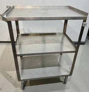lot 37 image: Lakeside Stainless Steel 3-Tier Utility Service Cart - Ergonomic Handles for Effortless Maneuverability, Suitable for Many Service-Related Use, Easy to Keep Surfaces Clean - Great Condition
