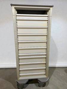 lot 40 image: MSRP $3800 High Quality Herman Miller Milcare Multi-Drawer Modular Storage Workstation Mobile Cart  Durable Build with Modular Components &amp Easy Clean Surfaces  Great for Office, Lab, or Healthcare Use  Great&nbsp Condition