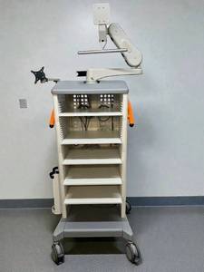 lot 42 image: MSRP $5000 Smith &amp Nephew Promedica Endoscopy Cart Video Tower with 2 Monitor Swivel Arm Mounts - Allows Optimal Pivot and Tilt for Clinician Viewing, Enhances Efficient Use and Safety - Excellent Condition Includes Cords Etc.