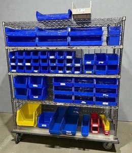 lot 53 image: High Quality Heavy Duty 70x60x21 5-Tier Stainless Steel Chrome Finish NSF Wire Storage Cart Truck - Fast Item and Supply Transfers, Smooth Casters for Efficient Mobility - Great Condition Bins Not Included