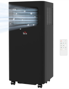 lot 3 image: HOMCOM 8000 BTU Mobile Air Conditioner, 345 Sq. Ft., AC Unit with Dehumidifier, Sleep, 24H Timer OnOff, Window Kit, Black